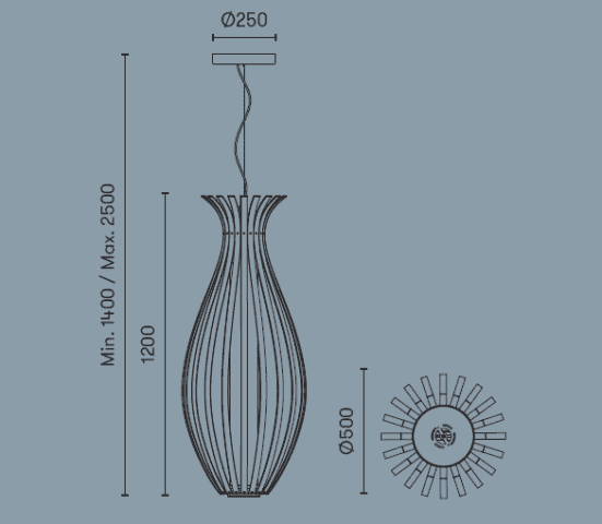 Dimensiones lámpara colgante Bamboo Grok