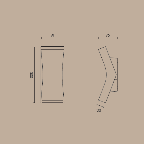 Dimensiones de aplique de pared Bend Grok (lacado blanco)