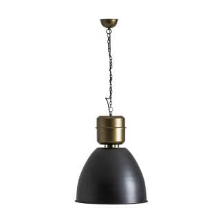 Lámpara de techo industrial de metal negro y dorado