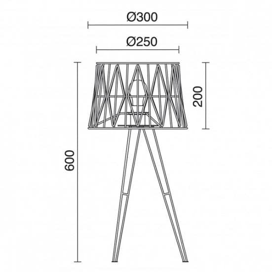 Medidas lámpara de mesa TESS blanca de acero de diseño moderno