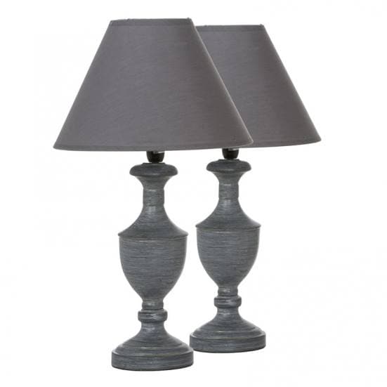 Lámpara de mesa clásica en metal gris envejecido