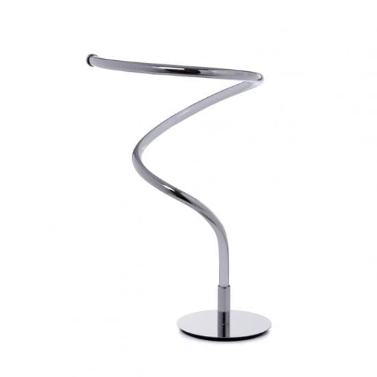 Lámpara de mesa con tira led y metal cromado en forma de espiral