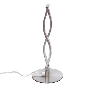 Lámpara de mesa moderna en metal mate y con tira led en fondo blanco