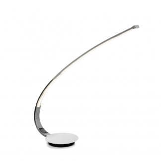 Lámpara de mesa led en metal cromado con forma de arco