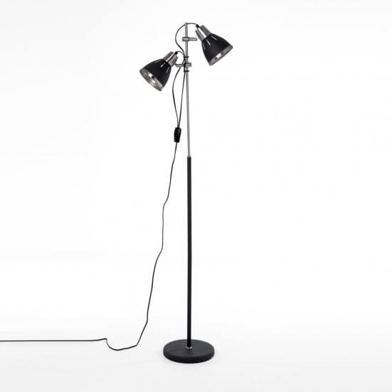 Lámpara de pie con flexos orientables y altura regulable en color negro