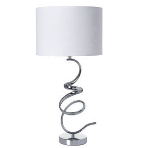 Lámpara de pie con metal efecto martillado y campana en color blanco