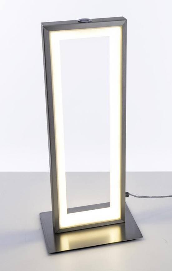 Lámpara de mesa LED rectangular con intensidad regulable encendida