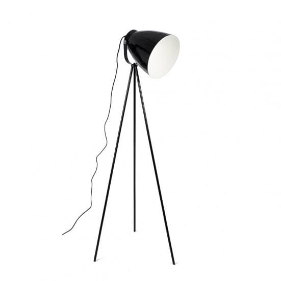Lámpara de pie en forma de flexo con tres patas en color negro