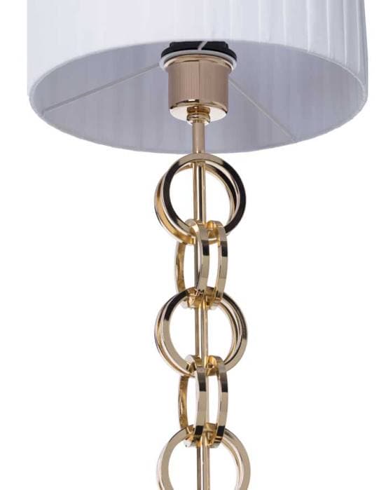 Lámpara de mesa elegante blanca, negra y dorada detalle