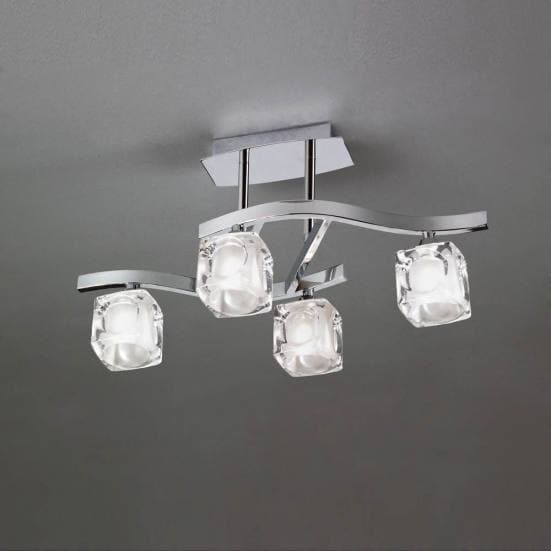 Lámpara de techo plafón cromo cristal cuadrax mantra cuatro luces