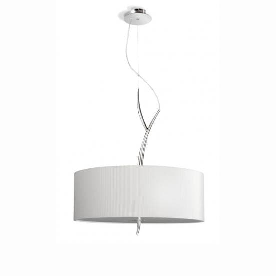 Lámpara de suspensión cromada con pantalla blanca eve mantra