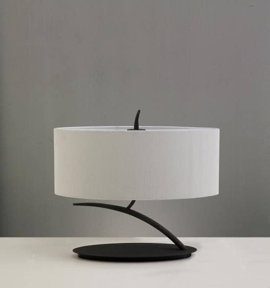 Lámpara de mesa para salón antracita pantalla blanca eve mantra