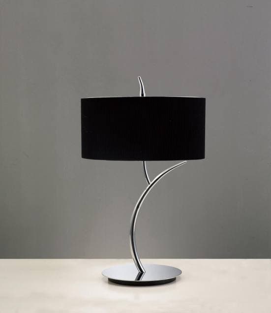 Lámpara de mesa cromo y pantalla negra eve mantra