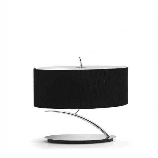 Lámpara de mesa corta cromada con pantalla negra eve mantra