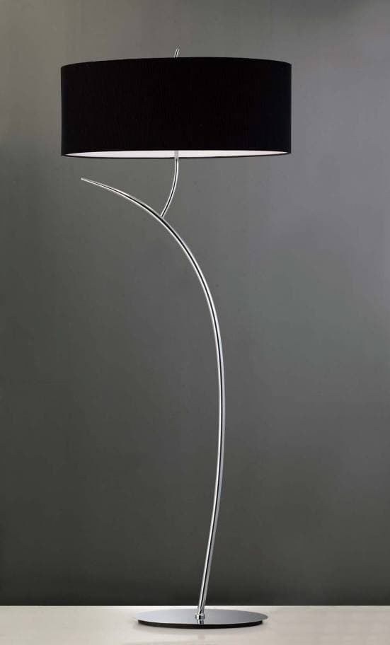 Lámpara de pie elegante cromo con pantalla negra eve mantra