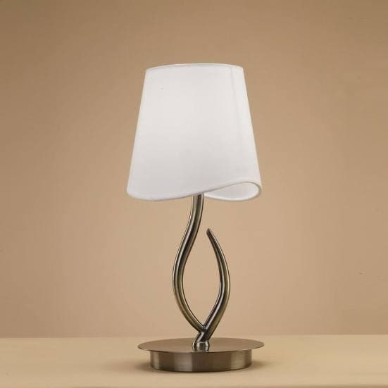Lámpara de mesa ninette cuero pantalla blanca mantra
