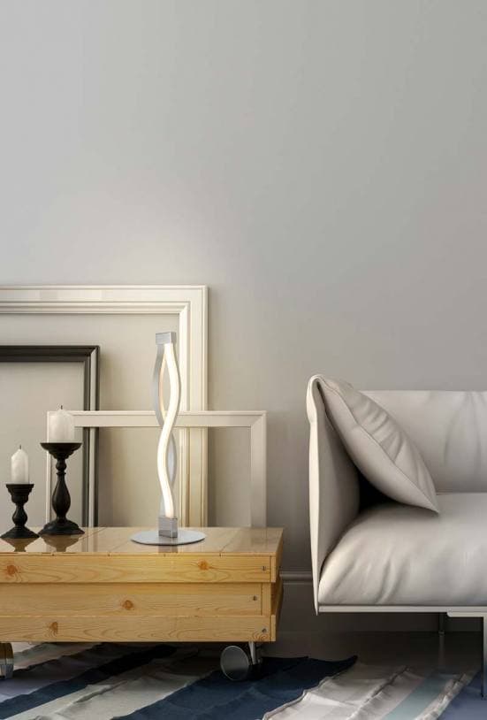 Lámpara de mesa hondas sahara plata cromo Mantra decoración