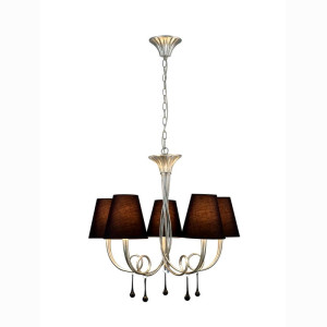 Lámpara de techo paola plateada Mantra cinco pantallas negras