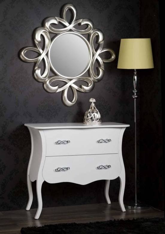 Espejo resina plata redondo decoración