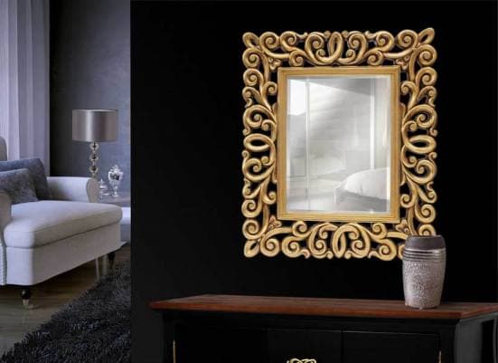 Espejo resina dorado envejecido estilo art deco decoración