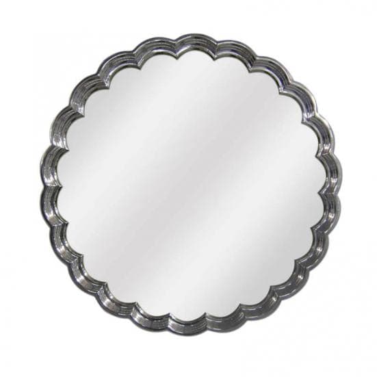 Espejo de resina redondo plata brillo