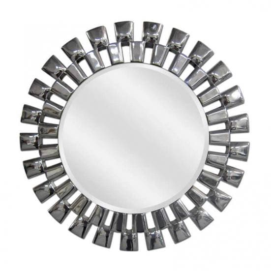 Espejo decorativo redondo plata brillo