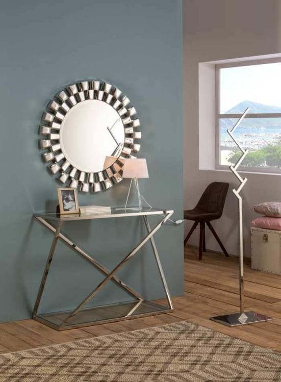 Espejo decorativo redondo plata brillo decoración