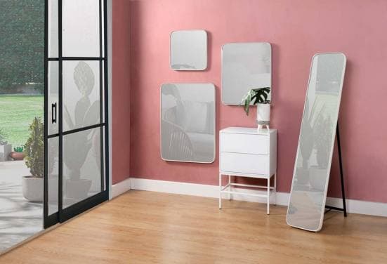 Espejo de esquinas redondas blanco decoración