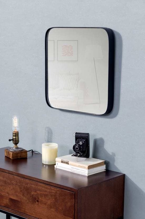 Espejo de esquinas redondas negro decoración 2