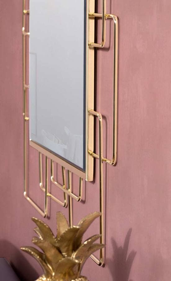 Espejo de metal dorado rectangular art deco decoración