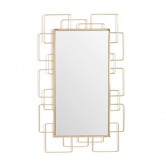 Espejo de metal dorado rectangular art deco
