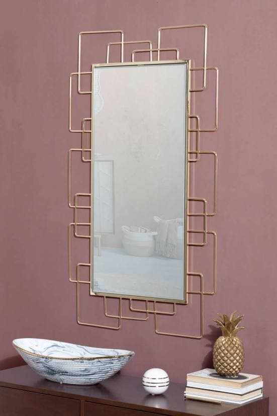 Espejo de metal dorado rectangular art deco decoración