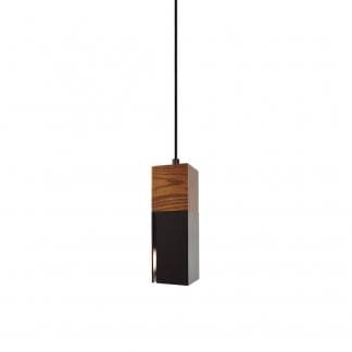 Lámpara colgante madera con negro