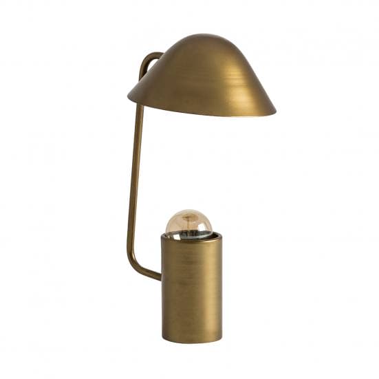 Lámpara de sobremesa, en color oro, de estilo art deco. Fabricado en hierro.