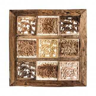 Panel decorativo gien, en color natural, de estilo provenzal. Fabricado en madera de teka.