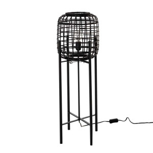 Lámpara de pie de mimbre negro