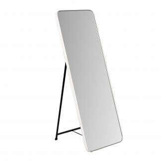 Espejo de pie con marco blanco de canto redondo. 50x150cm