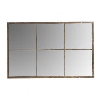 Espejo rectangular kairel, en color gris envejecido, de estilo industrial. Fabricado en hierro, combinado con espejo. Compatible con: 26710,26712.