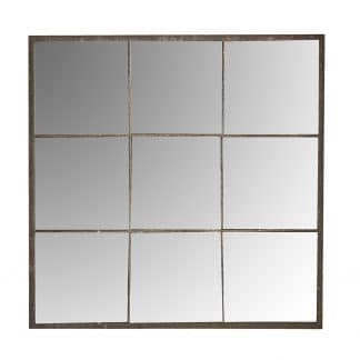 Espejo cuadrado kairel, en color gris envejecido, de estilo industrial. Fabricado en hierro, combinado con espejo. Compatible con: 26710, 26711.