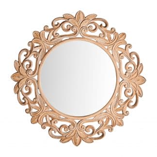 Espejo suasoo, en color beige envejecido, de estilo provenzal. Fabricado en resina, combinado con espejo.