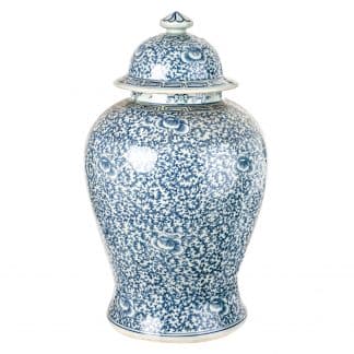 Tinaja cilindrico colette, en color azul, de estilo oriental. Fabricado en porcelana.