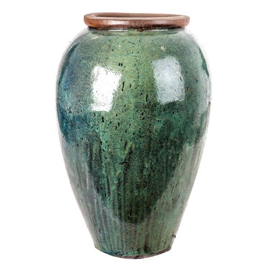 Ánfora cilindrica zanzibar, en color multicolor envejecido, de estilo vintage. Fabricado en cerámica.
