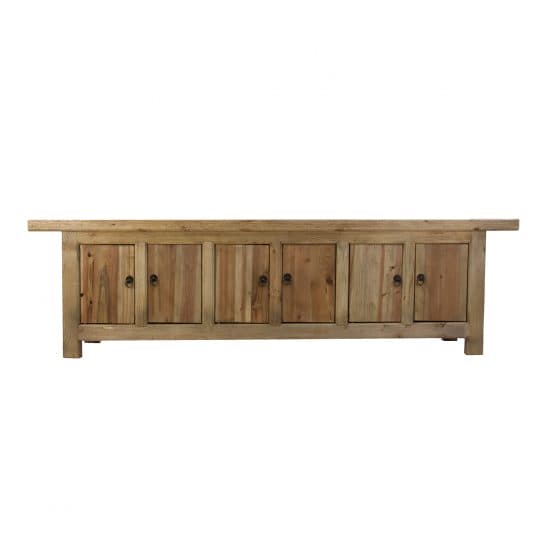 Mueble tv ansun, en color natural envejecido, de estilo oriental. Fabricado en madera de olmo.