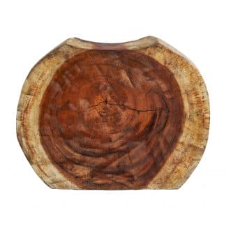 Taburete buhera, en color natural envejecido, de estilo étnico. Fabricado en madera tropical.