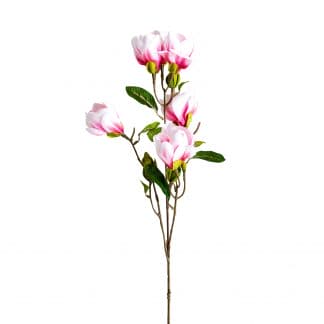 Flor magnolia, en color rosa, de estilo clásico. Fabricado en plástico, combinado con poliéster.