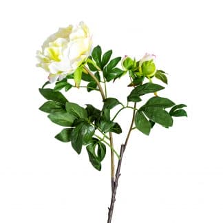 Flor, en color blanco, de estilo clásico. Fabricado en plástico, combinado con poliéster.