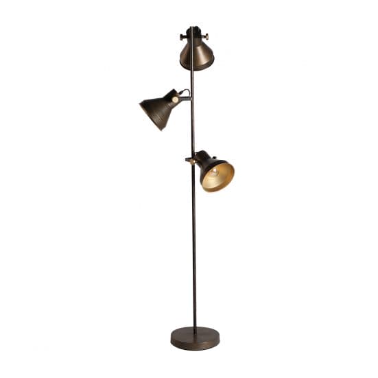Lámpara de pie, en color bronce envejecido, de estilo art deco. Fabricado en hierro.