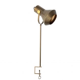 Lámpara de sobremesa alles, en color oro viejo, de estilo industrial. Fabricado en hierro.