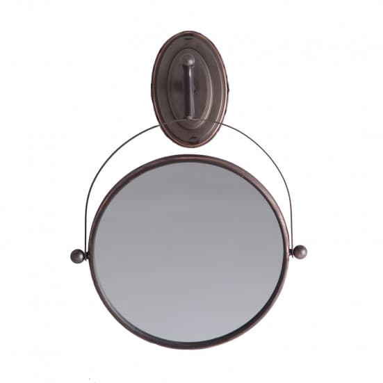Espejo redondo reken, en color plata envejecido, de estilo industrial. Fabricado en hierro, combinado con espejo.