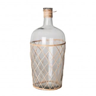 Botella decorativa bialy, en color natural envejecido, de estilo vintage. Fabricado en vidrio.